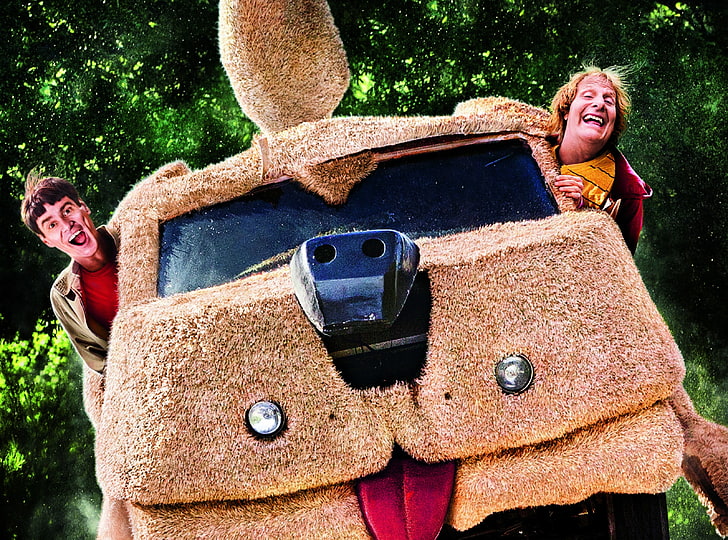 Dumb and Dumber To Comedy 2014, brown car, Movies, Other Movies, Harry, Adventure, comedy, Lloyd, Cast, 2014, Jim Carrey, Jeff Daniels, Dumb And Dumber 2, Lloyd Christmas, Harry Dunne, mejores amigos, Fondo de pantalla HD