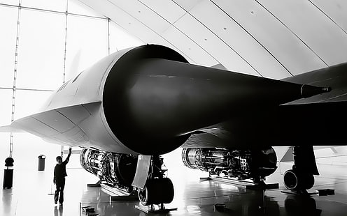 Lockheed SR-71 Blackbird, flygplan, stealth, militära flygplan, svartvitt, fordon, barn, motorer, HD tapet HD wallpaper