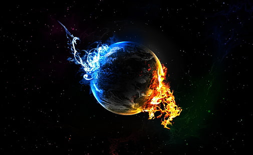 Wasser Feuer Elemente, flammende Erde Tapete, Elemente, Feuer, Wasser, HD-Hintergrundbild HD wallpaper