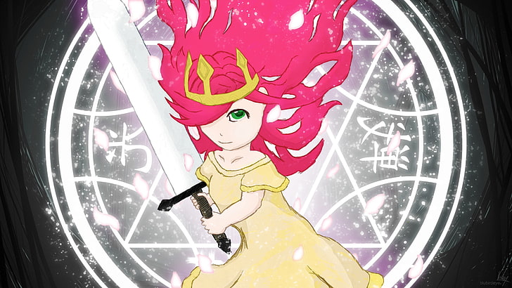 Child of Light, Aurora, anime girls, lights, sword, HD wallpaper