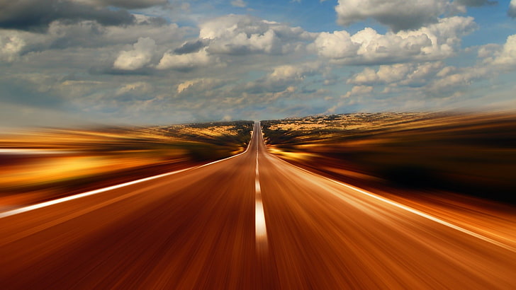 timelapse fotografia da estrada, estrada, longa estrada, ao ar livre, motion blur, HD papel de parede