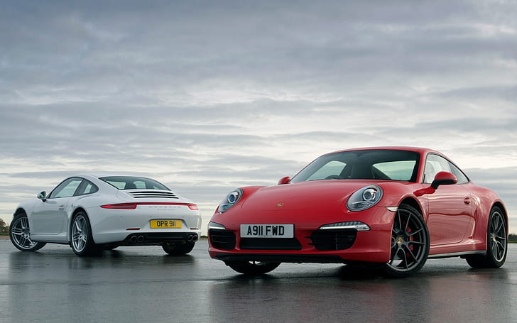 white, the sky, red, 911, Porsche, Carrera, Carerra, 991, HD wallpaper