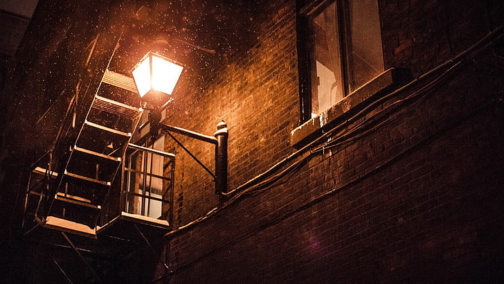 photography, street, street light, snow, HD wallpaper