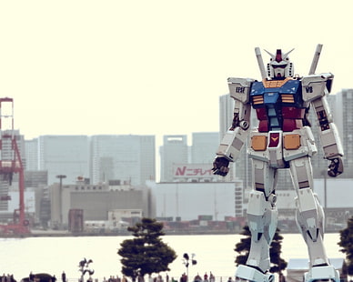 Unicorn Gundam Statue in Odaiba, Tokyo Japan, Gundam, beweglicher Anzug Gundam, Gundam RX-78, Tokyo, HD-Hintergrundbild HD wallpaper