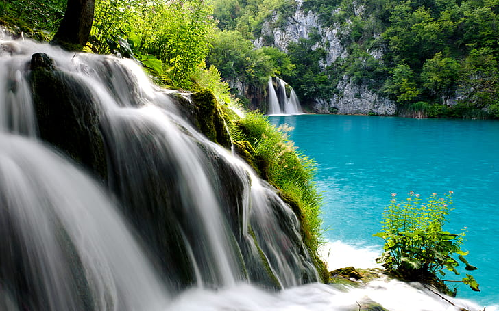 Plitvice Lakes National Park Waterfall, national, park, waterfall, plitvice, sjöar, HD tapet
