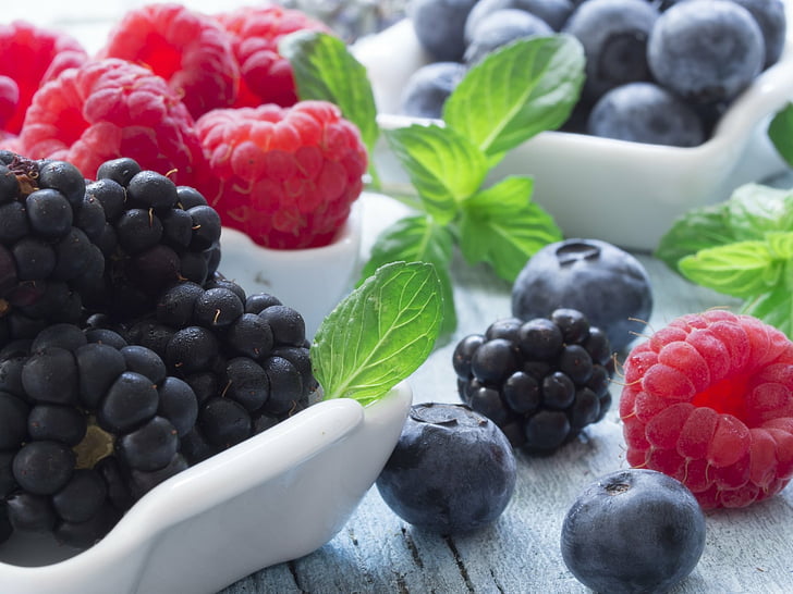 Food, Berry, Blackberry, Blueberry, Close-Up, Fruit, Raspberry, HD wallpaper