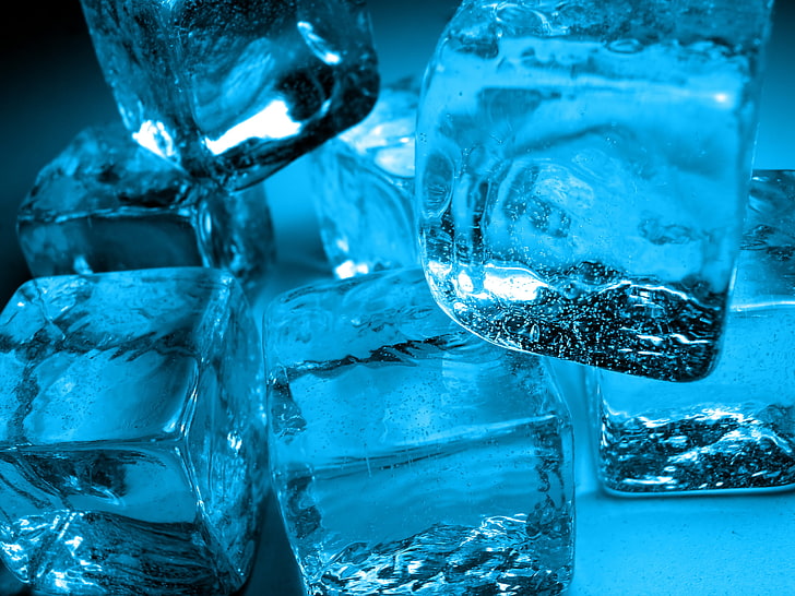 several ice cubes, cold, ice, pieces, HD wallpaper