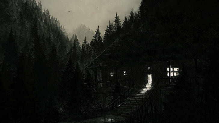 Seul dans la forêt sombre, sombre, démon, forêt, nord, nordique, atmosphère, viking, nature et paysages, Fond d'écran HD