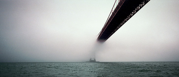 коричневый металлический мост, мост, туман, мост Золотые Ворота, HD обои