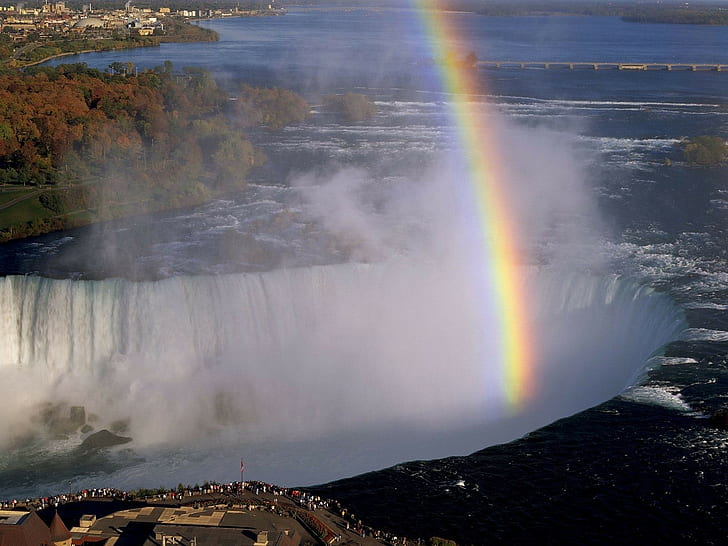 Niagara falls, Canada, Rainbow, Tourists, Evaporation, HD wallpaper