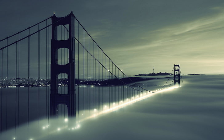 мост, туман, Сан-Франциско, мост Золотые Ворота, HD обои