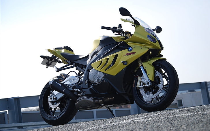 moto esporte amarela e preta, ac-schnitzer-bmw, motocicleta, esportes, HD papel de parede