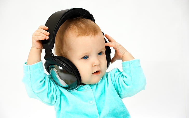 아기는 음악을 듣고, 아기는, 음악을 듣고, HD 배경 화면