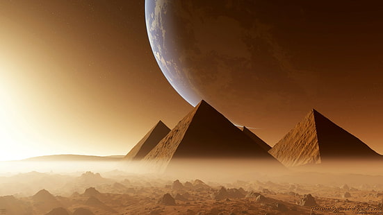 pirámide, arte espacial, Egipto, Fondo de pantalla HD HD wallpaper