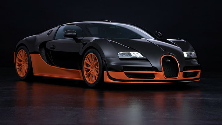 Bugatti Veyron Super Sport, car, Orange, HD wallpaper