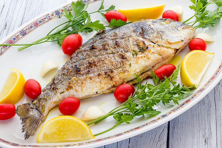 makanan laut, sayuran, ikan, Makanan, Wallpaper HD