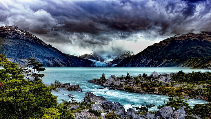 landscape photography of weather change, lago, lago, Lago, Leones, landscape photography, weather, change, patagonia, aysen, lake  wilderness, nature, glacier, chile, wild  mountain, great outdoors, mountain, landscape, scenics, lake, outdoors, water, snow, beauty In Nature, fjord, HD wallpaper