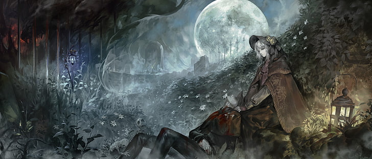 mulher vestindo ilustração robe marrom, Bloodborne, HD papel de parede