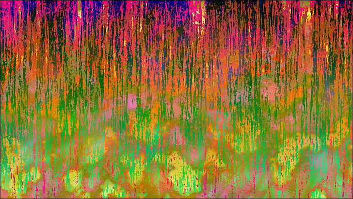 pintura abstrata verde, vermelha e amarela, abstrata, trippy, LSD, brilhante, derretendo, HD papel de parede