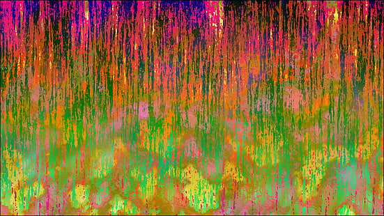 pintura abstrata verde, vermelha e amarela, abstrata, trippy, LSD, brilhante, derretendo, HD papel de parede HD wallpaper
