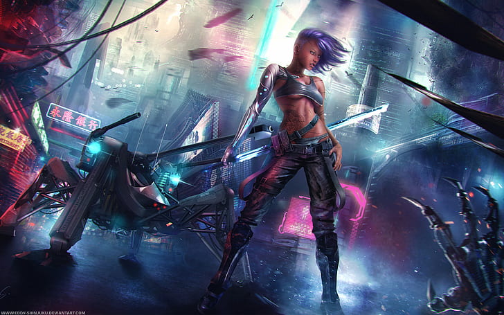 Asian Cyberpunk HD, Fantasy, Girls, Asian, Cyberpunk, HD-Hintergrundbild