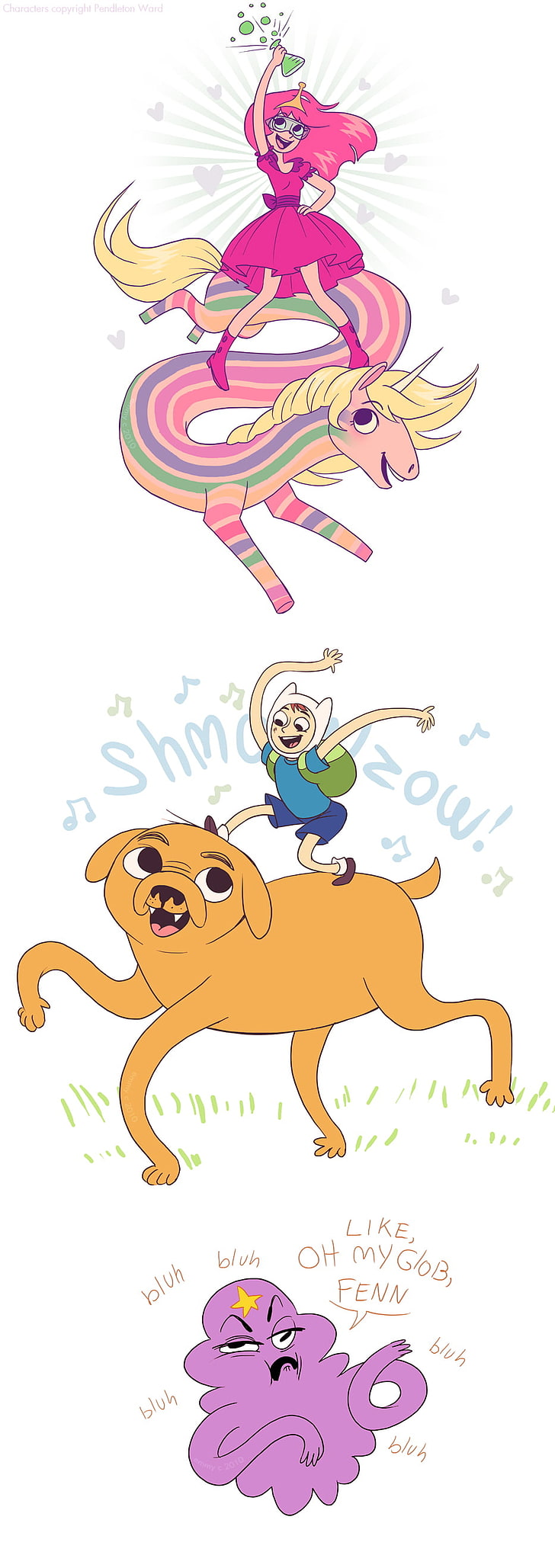 cartoon, Adventure Time, Princess Bubblegum, Lady Rainicorn, Finn the Human, Jake the Dog, Lumpy Space Princess, HD wallpaper