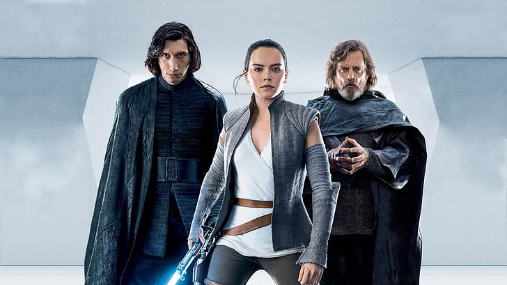 Kylo Ren, Rey, Mark Hamill, Luke Skywalker, Adam Driver, Guerra nas Estrelas: Os Últimos Jedi, Daisy Ridley, HD papel de parede