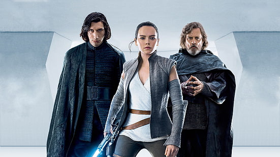 Kylo Ren, Rey, Mark Hamill, Luke Skywalker, Pengemudi Adam, Star Wars: The Last Jedi, Daisy Ridley, Wallpaper HD HD wallpaper