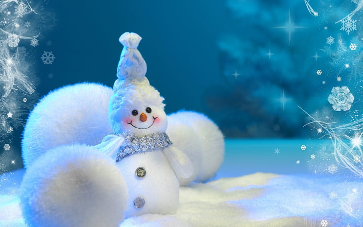 Happy Little Snowman, christmas, winter, celebration, ornaments, HD wallpaper
