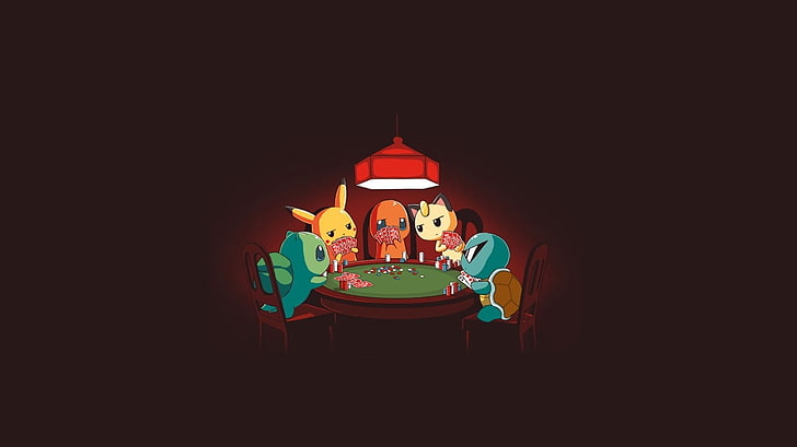 Pokémon, Videospiele, Pikachu, Poker, Bulbasaur, Meowth, Charmander, Squirtle, HD-Hintergrundbild