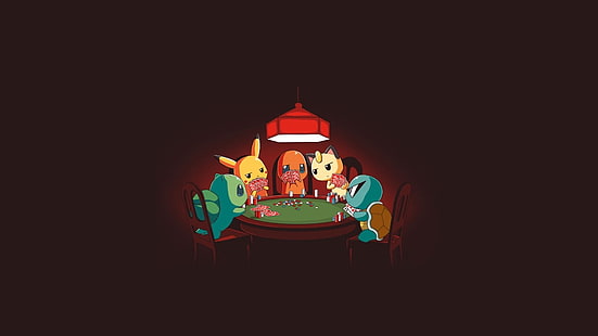 Pokémon, videogiochi, Pikachu, poker, Bulbasaur, Meowth, Charmander, Squirtle, Sfondo HD HD wallpaper
