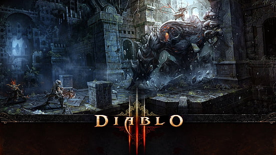 Цифровые обои Diablo, Diablo 3: Жнец душ, Diablo III, Варвар, Diablo, Колдун (персонаж), существо, замок, HD обои HD wallpaper