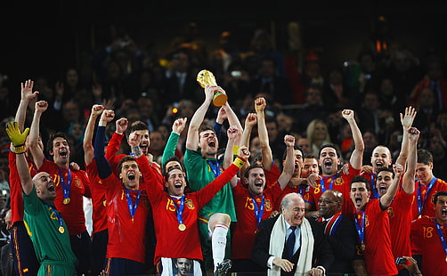 남자 빨간색과 초록색 셔츠 많은, 축구, 스페인, 컵, 월드컵 2010, HD 배경 화면 HD wallpaper