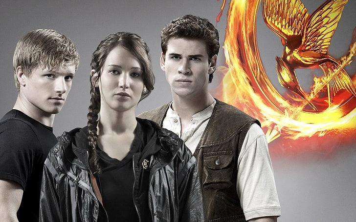 The Hunger Games, Gale Hawthorne, Jennifer Lawrence, Josh Hutcherson, Katniss Everdeen, Liam Hemsworth, Peeta Mellark, HD tapet