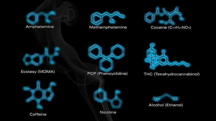 blått diagram, kemi, droger, LSD, cyan, HD tapet