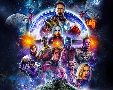 The Avengers, Avengers Endgame, Ant-Man, Black Widow, Captain America, Captain Marvel, Hawkeye, Iron Man, Nebula (Marvel Comics), Rocket Raccoon, Thor, War Machine, HD tapet HD wallpaper