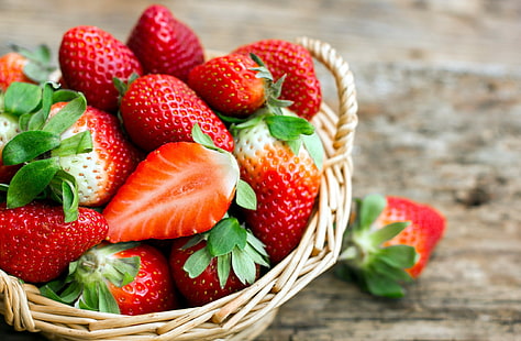 nourriture, rouge, paniers, fruits, fraises, Fond d'écran HD HD wallpaper