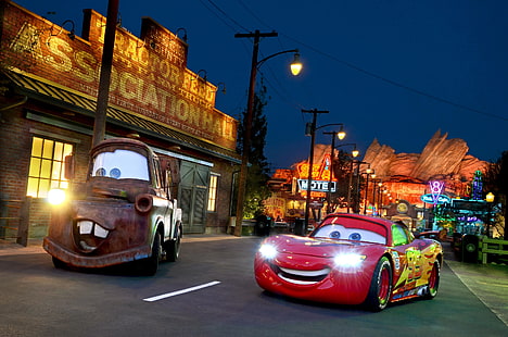 Nacht, die Stadt, Park, Foto, HDR, Autos, Lichter, CA, USA, Disneyland, Anaheim, HD-Hintergrundbild HD wallpaper