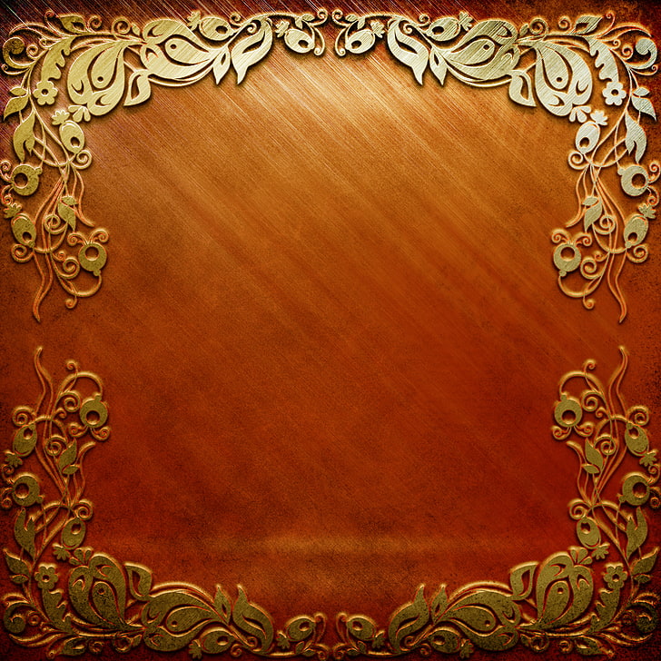 square brown wooden photo frame, Metal, Texture, resolution 4320х4320, HD wallpaper