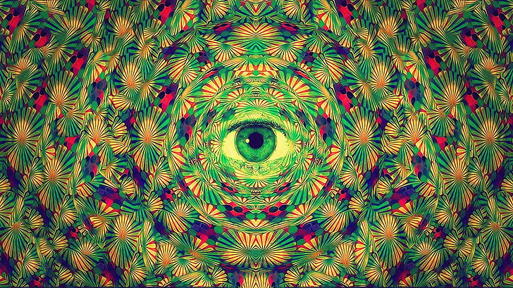 psychedelic, trippy, eyes, fractal, HD wallpaper