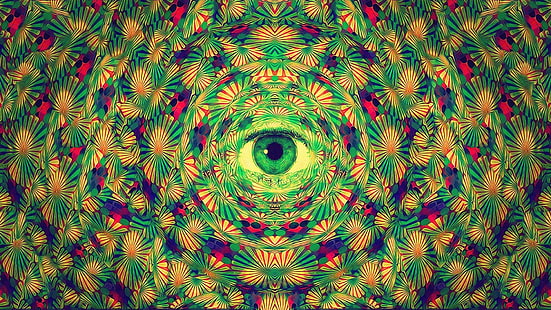 psichedelico, trippy, occhi, frattale, Sfondo HD HD wallpaper