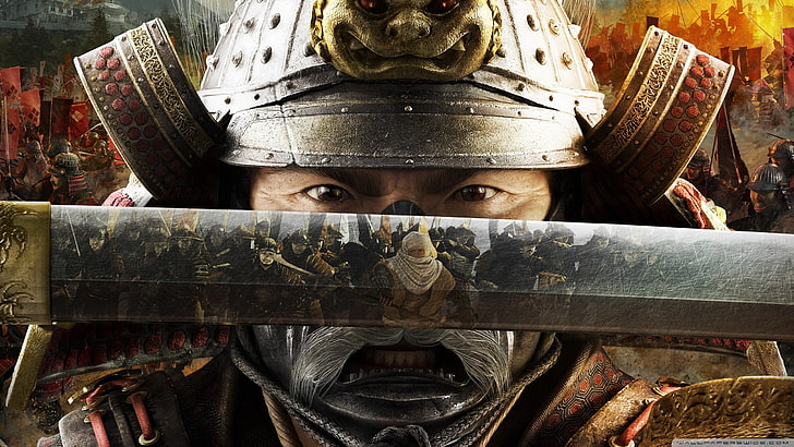 мъж, държащ меч тапет, видео игри, Total War: Shogun 2, самурай, Япония, HD тапет