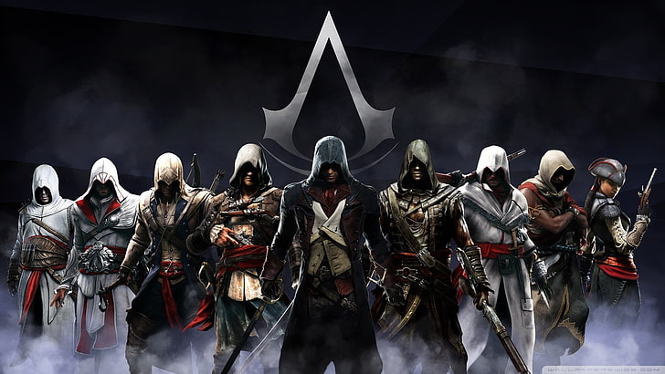 Fondo de pantalla digital de Assassin's Creed, Assassin's Creed, videojuegos, Altaïr Ibn-La'Ahad, Ezio Auditore da Firenze, Edward Kenway, Fondo de pantalla HD