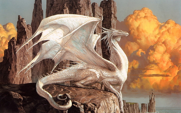 Ciruelo Cabral, дракон, рисунок, фэнтези Арт, HD обои