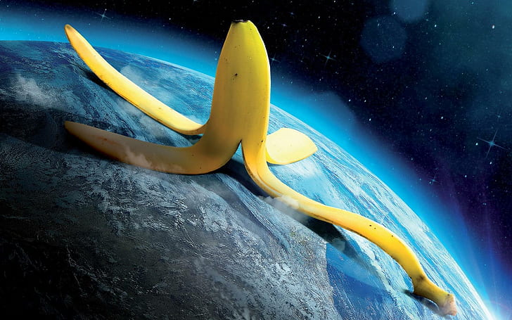 Bananaman 2015, tierra con ilustración de cáscara de fruta de plátano, películas, películas de hollywood, hollywood, 2015, Fondo de pantalla HD