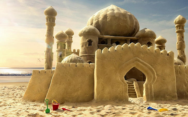 пясък, мечти, замък, HD тапет