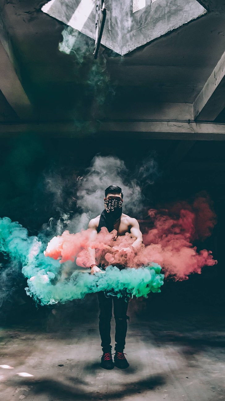 smoke, people, colorful, HD wallpaper