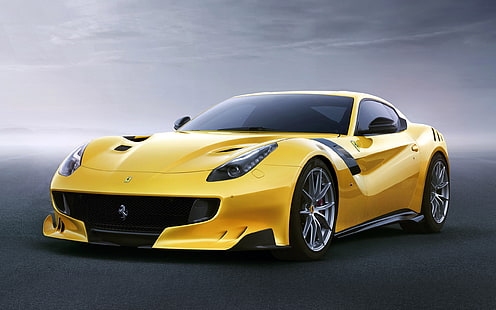 Ferrari F12 TDF, auto, veicolo, macchine gialle, Sfondo HD HD wallpaper