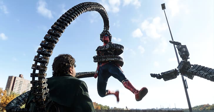 Spider-Man: No Way Home, Doctor pulpo, tentáculos, fotogramas de la película, Alfred Molina, Fondo de pantalla HD