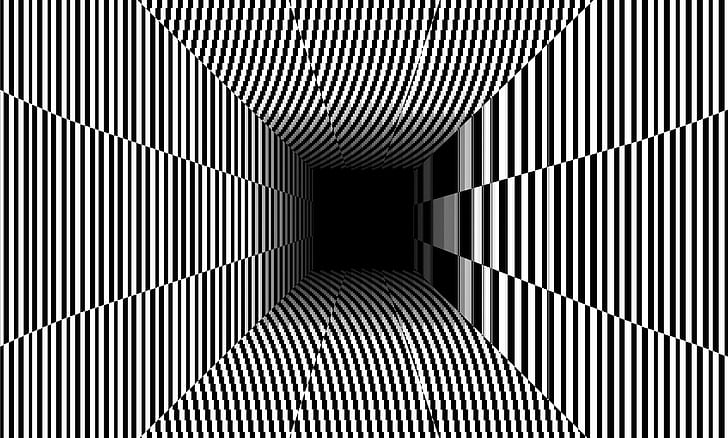 digital konst, optisk illusion, svartvit, HD tapet